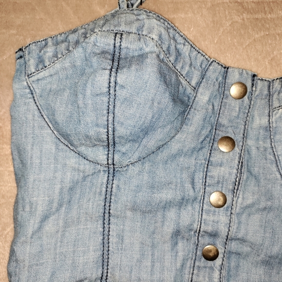 Delia's | Snap Up Denim Bustier Cropped Top Size XS - Picture 6 of 9